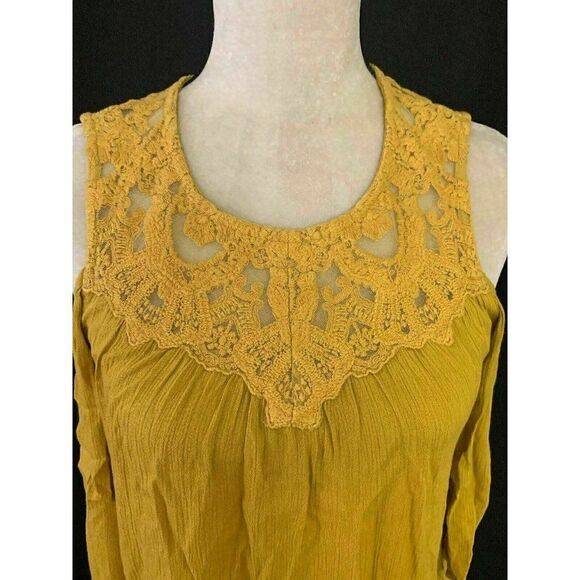 Ella Moss Anthropologie Mustard short sleeve top - Picture 2 of 8